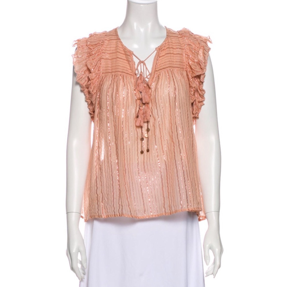 Ulla Johnson Peach Ruffled Women's Top